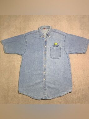 Vtg Union Line Michigan Plant Operations Denim Shirt Men’s M USA Union Made